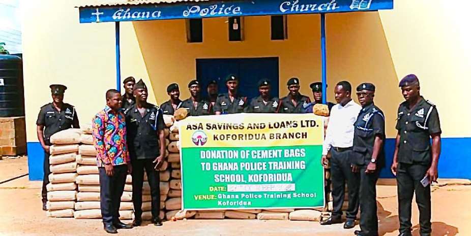 ASA Savings and Loans donates cement bags to Police Training School in Koforidua