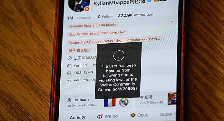 Kylian Mbapp has been shut out of Chinese social media Weibo after he joked about Mao Zedong. -  Jade Gao, AFP