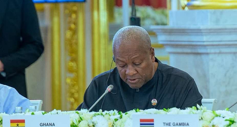 President John Dramani Mahama speaking at the Russia-Africa Summit