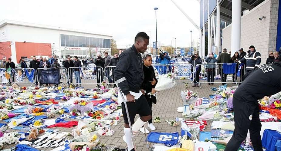 Daniel Amartey Visits King Power Stadium To Pay Tribute To Late Leicester City Chairman