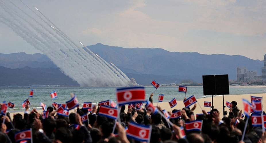 A weapon demonstration during the Unmanned Aerial Technology Development exhibition in North Korea on October 30, 2026. -  KCNA, via Reuters