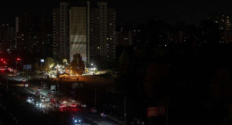 A power blackout plunges Kyiv into darkness after Russian strikes on energy infrastructure, on October 28, 2026. -  Vladyslav Sodel, Reuters