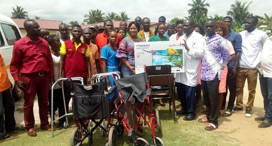 NPP Western Regional Treasurer donates wheelchairs, TV to Esiama Health Centre after defeat