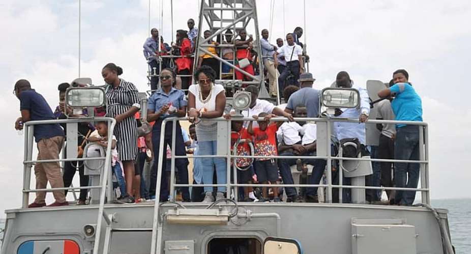 Some guests on board a Navy boat