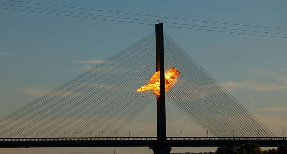 A Russian jet powered drone strikes on one of Kyivs bridges, amid Russias attack on Ukraine, in Kyiv on October 2, 2026. -  Valentyn Ogirenko, Reuters