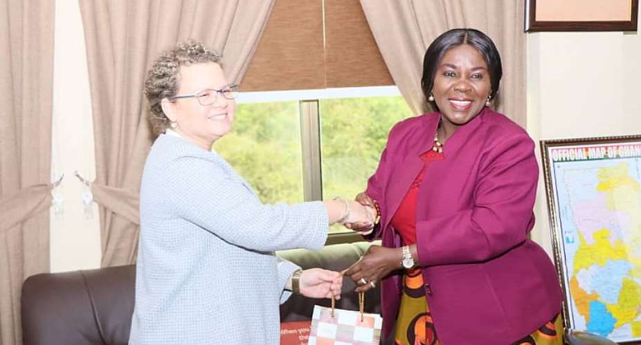 Her Excellency Shani Cooper exchanging pleasantries with Hon. Cecilia Dapaah