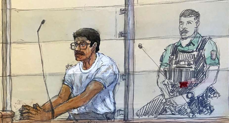 Courtroom sketch shows Indian national Rohan Rane at his trial in a Paris court on October 5, 2026. -  Benoit Peyrucq, AFP