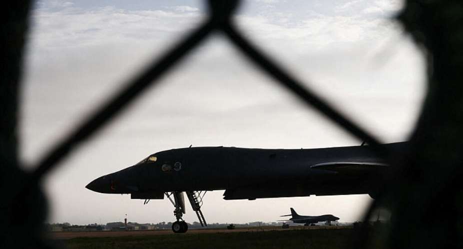 A B1B Lancer bomber at the RAF Fairford airbase, which hosts US Air Force personnel, in Fairford, Gloucestershire, Britain, September 27, 2026. -  Toby Shepheard, Reuters