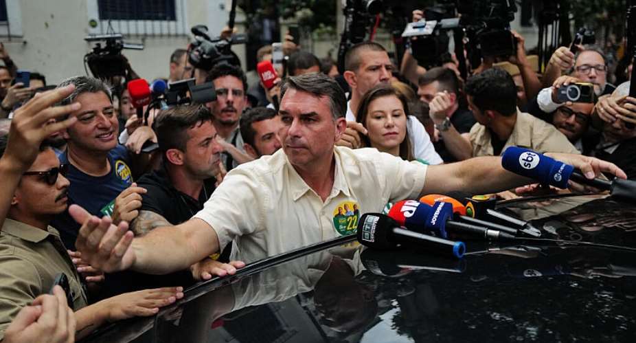 Flavio Bolsonaro after voting during the general elections in Rio de Janeiro, on October 4, 2026. -  Lucas Landau, AP