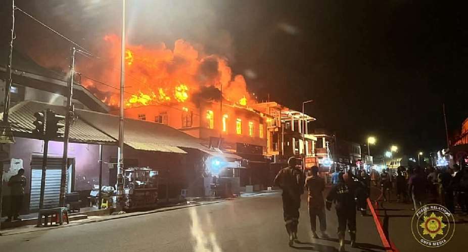 Fire destroys property building in Koforidua