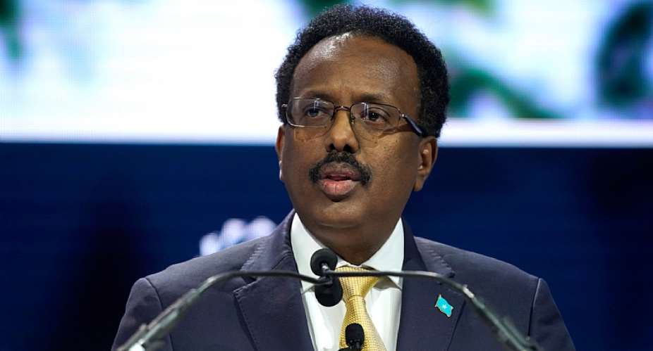President of Somalia Mohamed Abdullahi Mohamed speaks onstage during the 2019 Concordia Annual Summit in New York City on September 23, 2019. CPJ, Human Rights Watch, and Amnesty International are calling on the president to revisit a restrictive media law. Getty ImagesRiccardo Savi