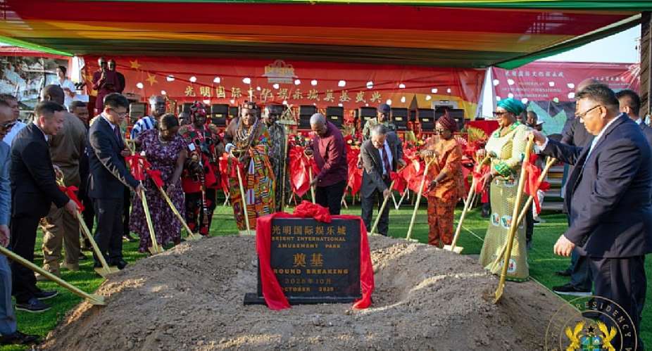 President Mahama breaks grounds for construction of Bright International Amusement Parkat Afienya