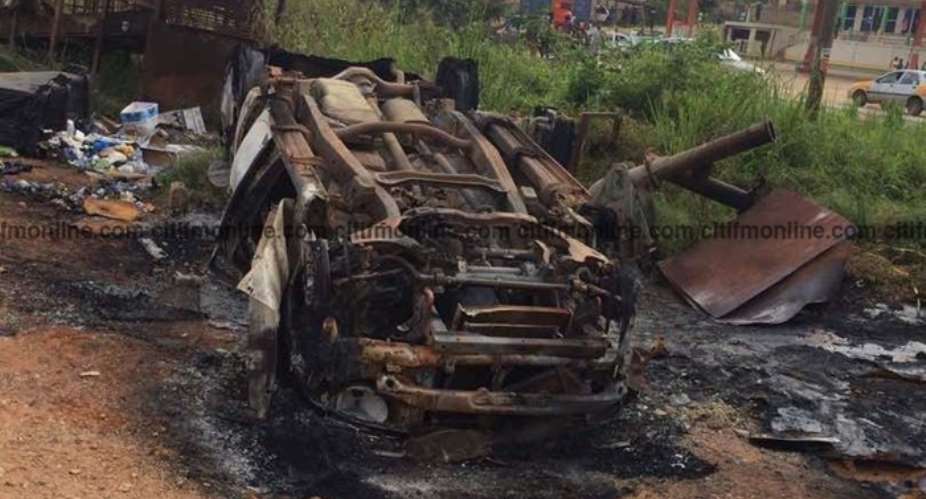 Wassa Akropong Riots: 4 Chinese Arrested, 14 Cars Burnt