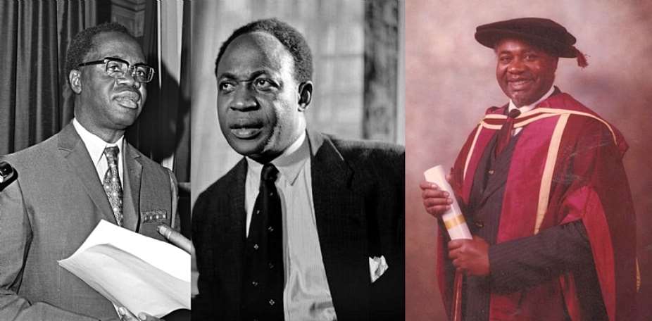 Prime Minister K A Busia, President Kwame Nkrumah, and Professor Vincent Bakpetu Thompson