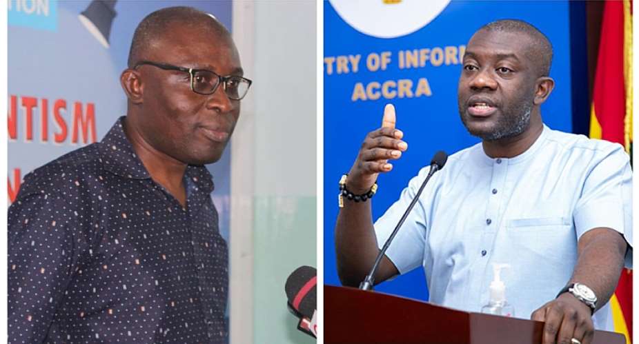 GJA General Secretary, Kofi Yeboahleft and Information Minister Kojo Oppong