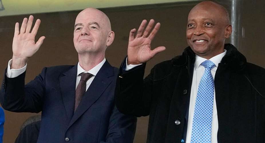 Patrice Motsepe (right), the boss of the Confederation of African Football, has been one of biggest supporters of the Fifa boss Gianni Infantino (left). -  AP Photo/Themba Hadebe