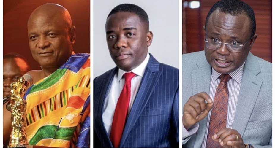 From left to Right: Togbe Afede XIV, Joseph Osei-Wusu(Joe Wise), and Ralph Opoku Adusei; the candidate Togbe Afede is allegedly sponsoring
