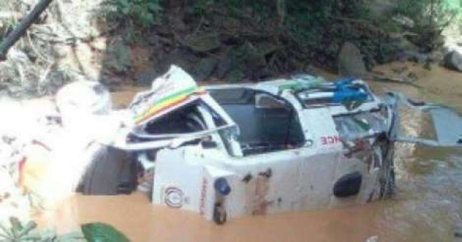 Photo: Accident scene of the late coach Emmanuel Afranie