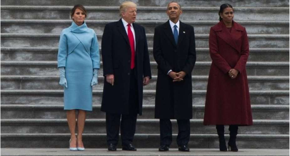 Barack and Michelle Obama and Donald and Melania Trump at Trump's Inauguration