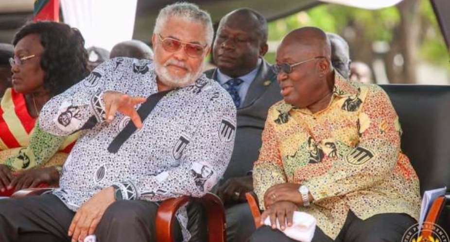 Former Ghanaian leader, John Jerry Rawlings, and current president, Nana Akufo Addo. Photo credit: Ghana media