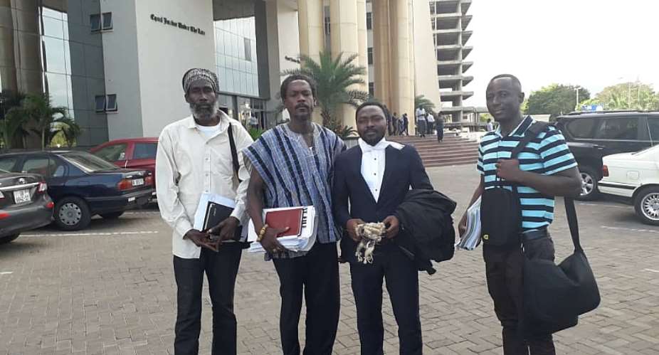 From Left to Right: Messrs Raswad Nkrabea, Edwin Bafour Andoh, of FSG with our lawyer, Mr. George Tetteh Wayoe, and Mr. Solomon Prana from the Vegetarian Association of Ghana.