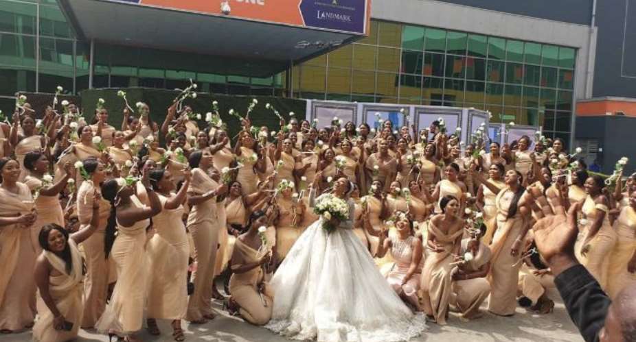 Linda Ikeji's Sister Breaks World Record With Over 200 Bridesmaids