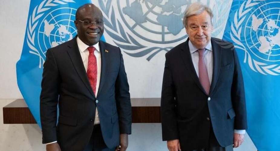 Representative of Ghana to the United Nations Harold Adlai Agyeman with UN Secretary General