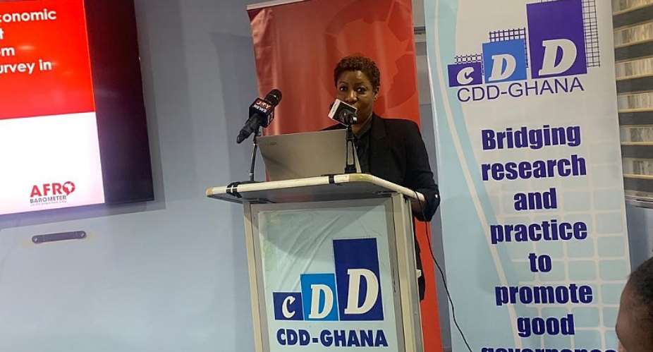 Dr. Edem Selormey, Director of Research, CDD-Ghana presenting findings of Afrobarometer Round 10 Survey
