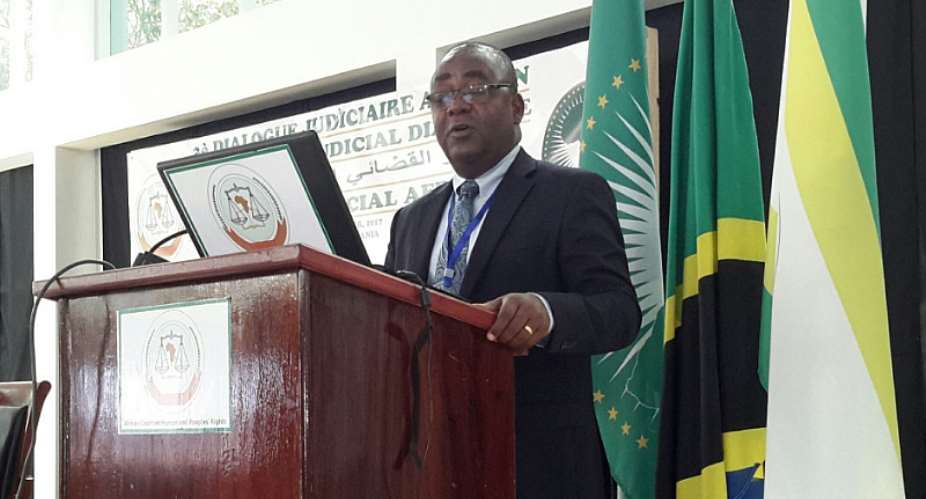 Justice Constant Kwaku Hometowu, Justice of the High Court delivering a paper at the Third African Judicial Dialogue at Arusha, Tanzania