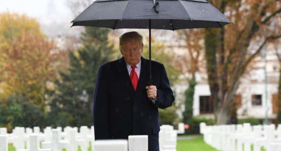 President Trump attended another scheduled visit to a US cemetery outside Paris on Sunday