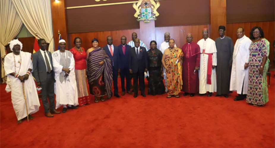 President Nana Addo Dankwa Akufo-Addo with members of the Governing Board of the National Peace Council at the Jubilee House