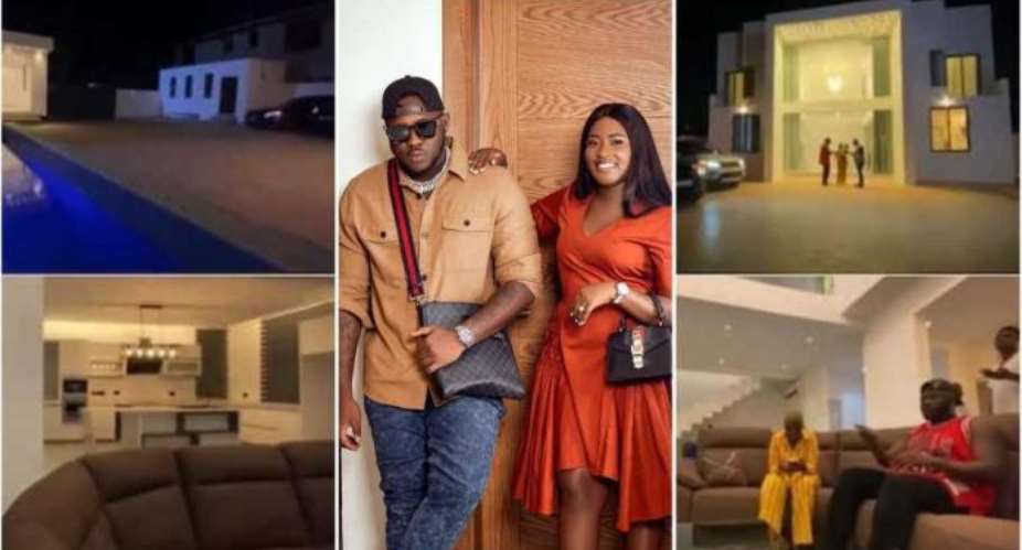 Medikal and Fella Makafui gets a new plush mansion, customize swimming pool Video