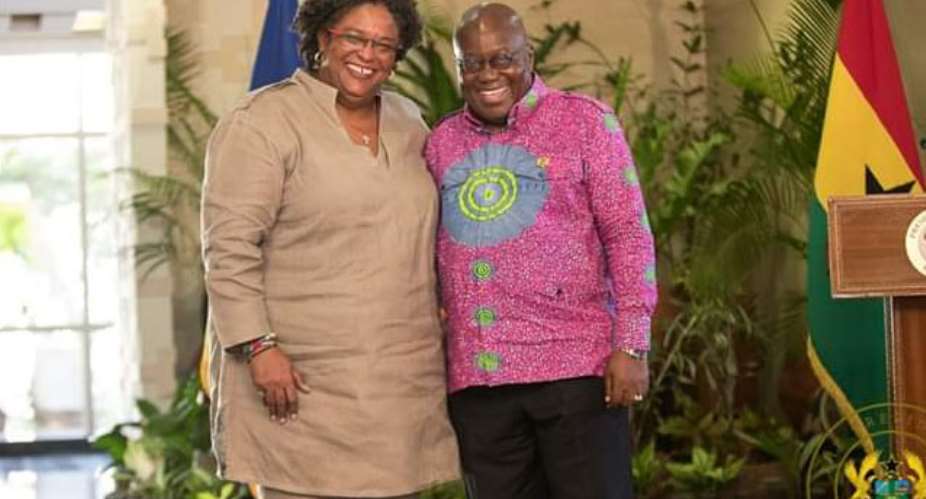 President Nana Akufo-Addo right with Prime Minister of Barbados, Mia Amor Mottley
