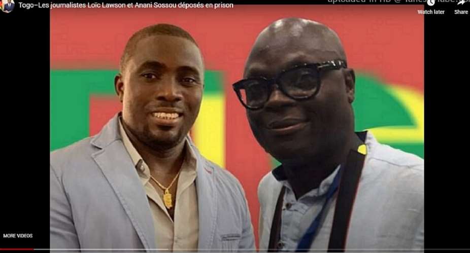 Journalists Loic Lawson left and Anani Sossou were arrested following a complaint by Togo's Minister of Urban Planning and Land Reform over social media posts discussing alleged theft of money from the minister's home. Screenshot: YouTube, Mises  jour au Togo