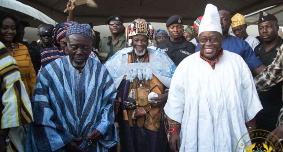 President Akufo Addo right and Yaa-Na Abukari Mahama middle
