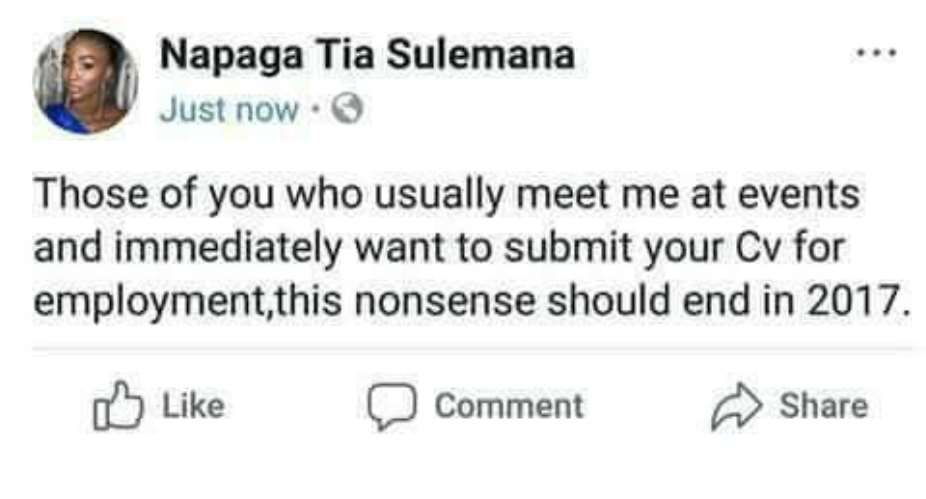 Your Apology Not Enough--Unemployed Party Member To Napaga Tia
