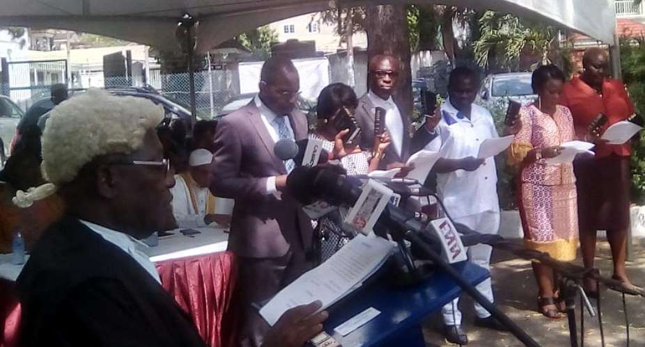 Justice Yeboah swearing in the new executives