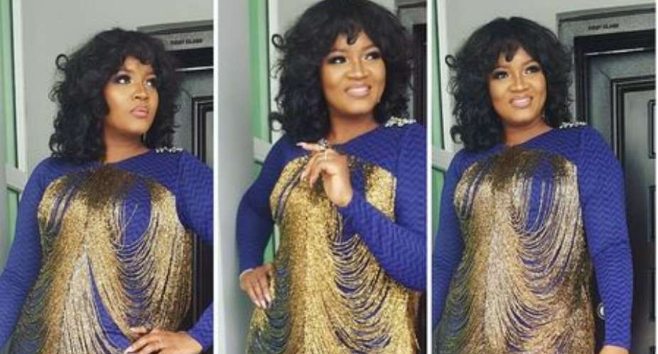 Actress, Omotola Jalade Looking Fab in Gold Designed Outfit
