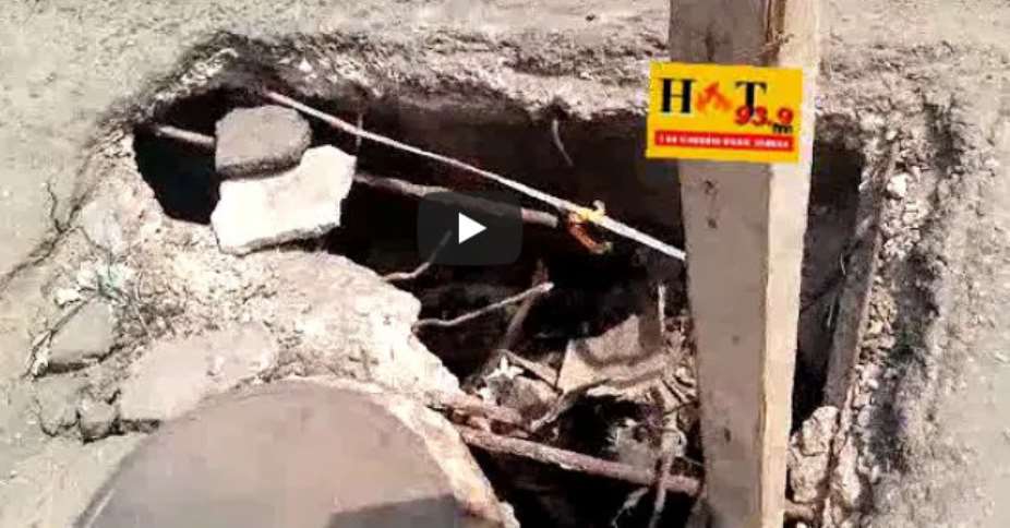 VIDEO: The Pothole Identified As A Death Trap On The Asafoatse Street