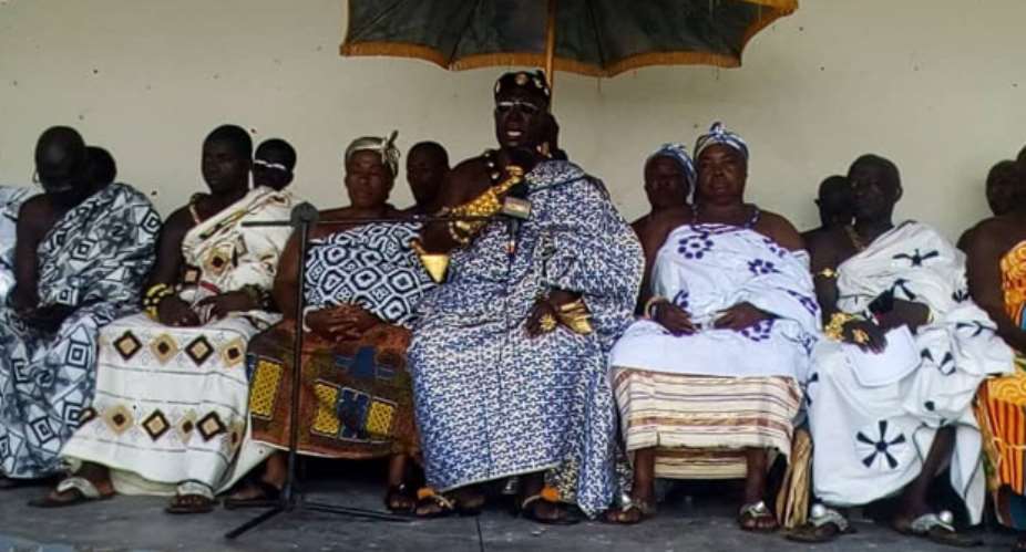 Regent Nana AnninAgyekum II sitting in state with some of his elders