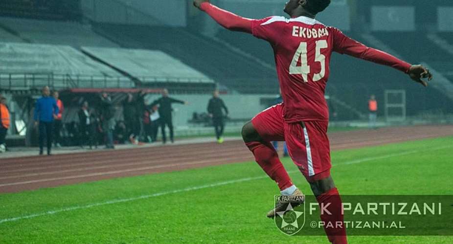 Ghanaian youth striker Caleb Ekuban hogging headlines in Albania with impressive finish for Partizani