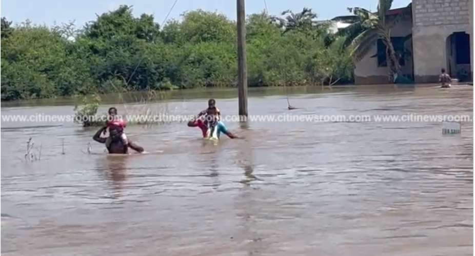 Dawhenya dam spillage: Mother and three kids trapped in flooded home rescued