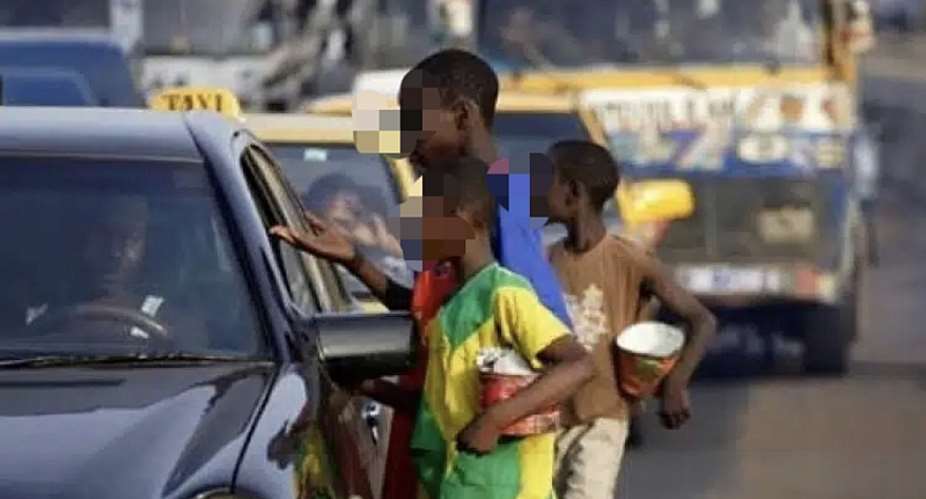 A file photo of some Ghanaian children of school-going age begging on the street