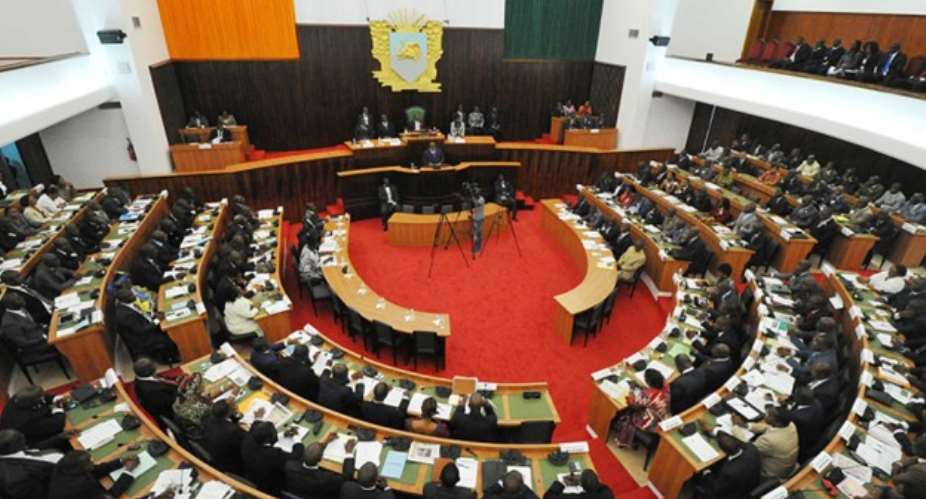 Deputies voting on bills presented by the government at the parliament in Abidjan, Cte d'Ivoire.