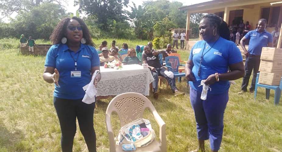 Officials From Plan Ghana And Fay International Educating The School Children On Menstrual Hygiene Management