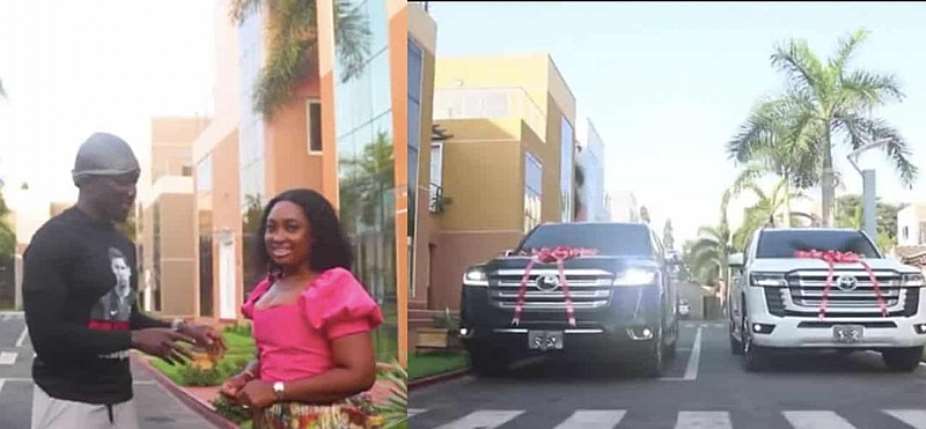 Ghanaian businessman surprises wife with 2 Land Cruiser cars