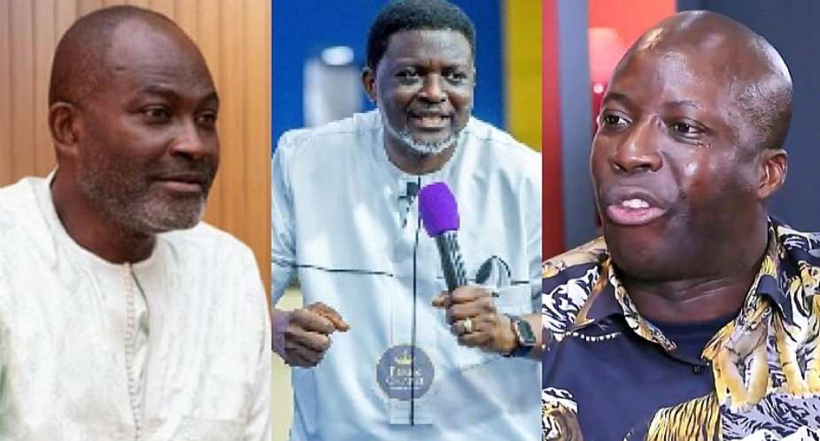 Kennedy Agyapong, MP left, Prophet Charles Agyinasare middle and Prophet Kumchacha