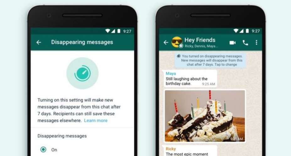 WhatsApp lets messages vanish after seven days