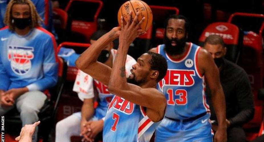 NBA: Kevin Durant and debutant James Harden star in Brooklyn Nets win