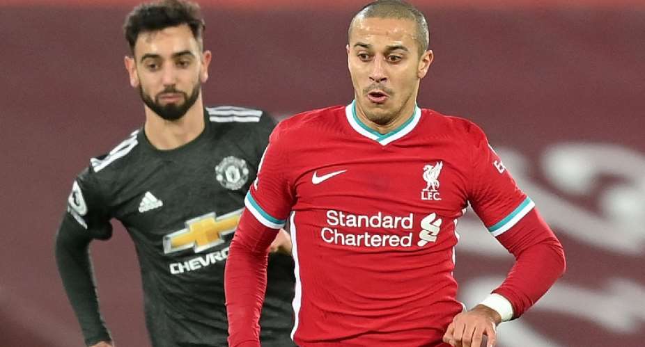 Thiago Alcantara star in Liverpools stalemate with Manchester United at Anfield